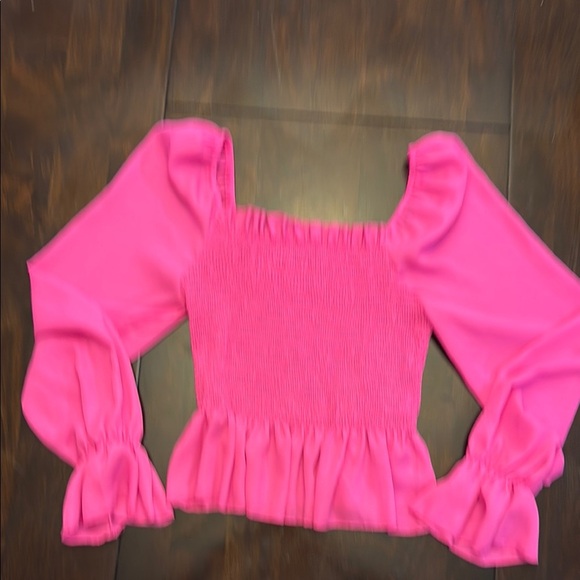 Pink Ruffled Puff Sleeve Smocked Top - Picture 6 of 15